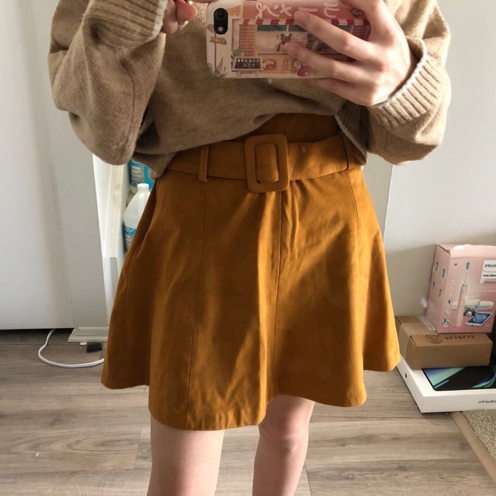 Zara suede belted skirt